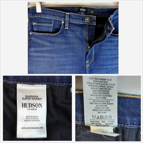 Hudson Barbara Super Skinny Jeans Dark Wash High Rise Stretch Denim Sz 31 - Picture 9 of 9